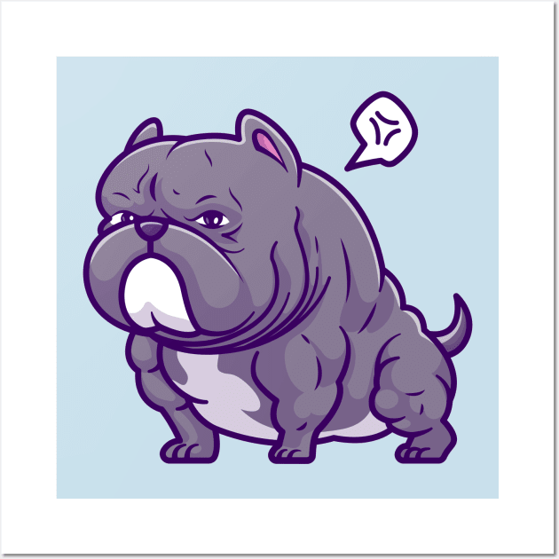 Cute Bulldog Muscular Cartoon Wall Art by Catalyst Labs